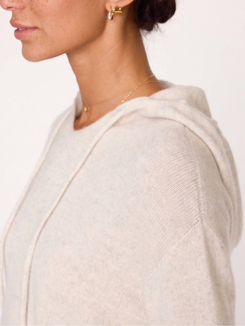 Brochu Walker - Cashmere Seamless Hoodie Knit Sweater Ivory Cream Small - Picture 5 of 11